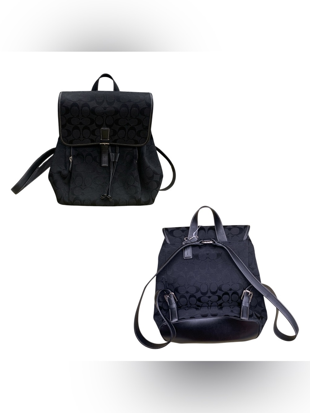 Coach Black Signature Canvas Backpack